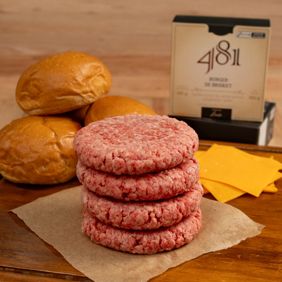 Kit Pão, Carne e Queijo - Burger de Brisket 481 (4 un.)