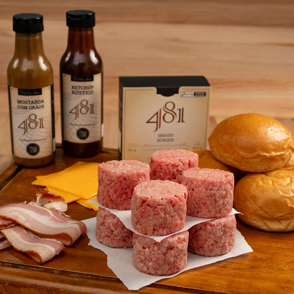 Kit Pão, Carne, Queijo, Bacon, Ketchup e Mostarda - 481 Burger Smash